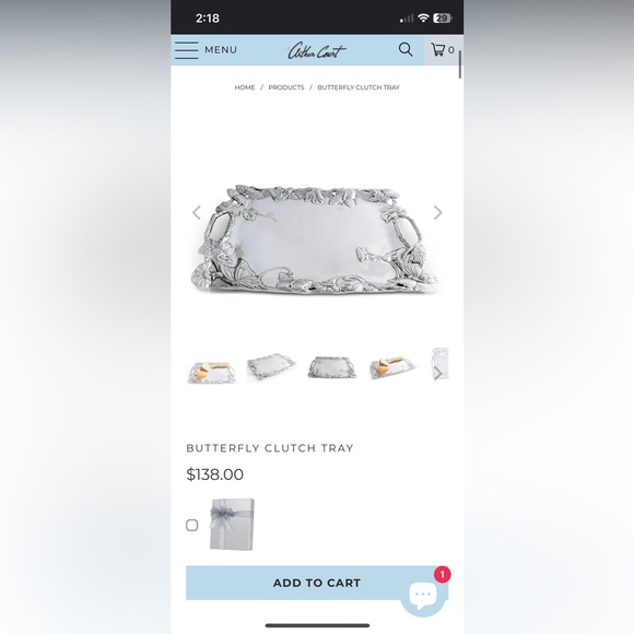 NEW IN PACKAGING Silver Arthur Court Butterfly Platter Tray - Picture 2 of 7